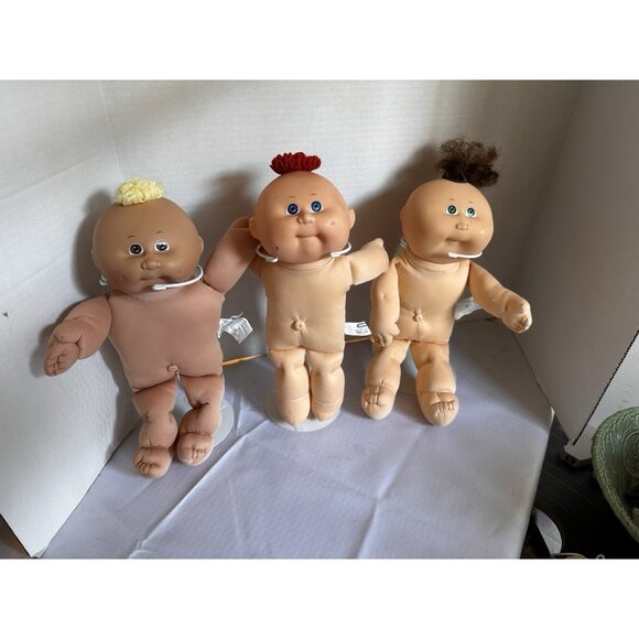 Vtg Cabbage Patch Kids Preemie Baby Dolls Lot Of 3 Has Flaws Needs TLC Paci READ - Picture 1 of 16